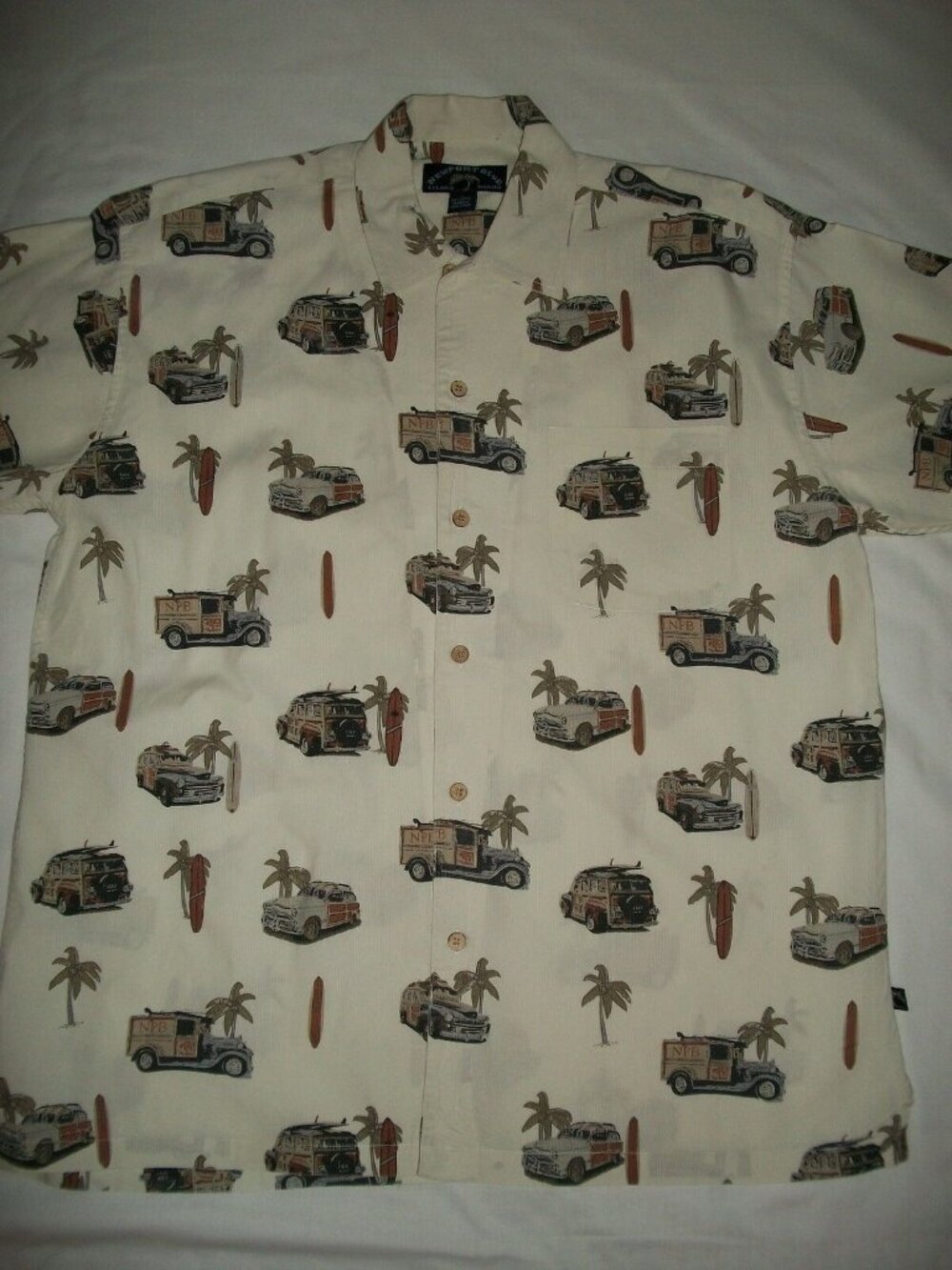 Newport Blue Woody Car Delivery Truck Island Brand Men's Hawaiian Shirt Medium